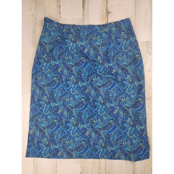 Paul Harris Vintage Blue Paisley High Waisted Pencil Skirt- Size 10 - Picture 2 of 10